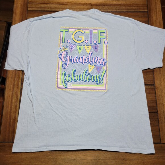 Girlie Girl Originals SS Lt. Blue Tee "TGIF" - Size 2XL - Picture 2 of 7